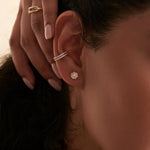 Floral Small Earrings, 14K Gold Vermeil, 1/4 ct Lab Grown Diamond-2