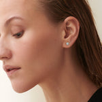Floral Small Earrings, 14K Gold Vermeil, 1/4 ct Lab Grown Diamond-4