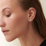 Floral Small Earrings, 14K Gold Vermeil, 1/4 ct Lab Grown Diamond-4