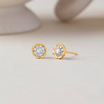 Floral Small Earrings, 14K Gold Vermeil, 1/4 ct Lab Grown Diamond-5