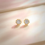 Floral Small Earrings, 14K Gold Vermeil, 1/4 ct Lab Grown Diamond-6