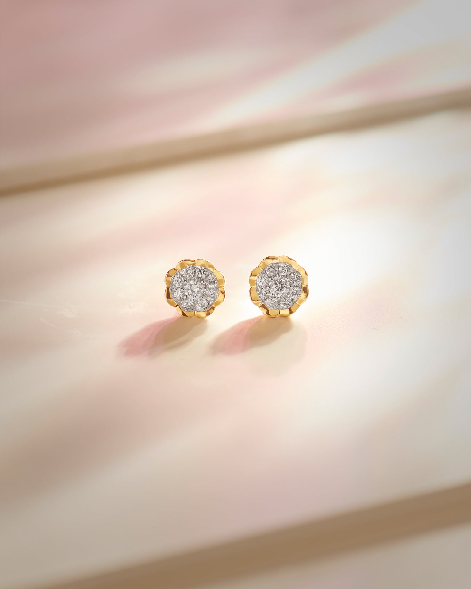 Floral Small Earrings, 14K Gold Vermeil, 1/4 ct Lab Grown Diamond-6