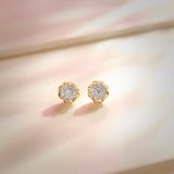 Floral Small Earrings, 14K Gold Vermeil, 1/4 ct Lab Grown Diamond-1