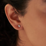 Petite Square Diamond Earrings, Sterling Silver, 1/5 ct Lab Grown Diamond-2