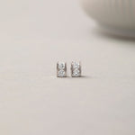 Petite Square Diamond Earrings, Sterling Silver, 1/5 ct Lab Grown Diamond-5