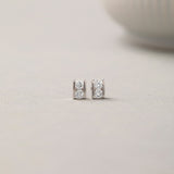 Petite Square Diamond Earrings, Sterling Silver, 1/5 ct Lab Grown Diamond-5