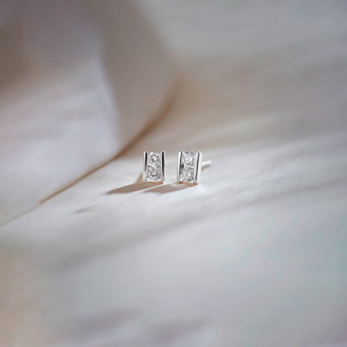 Petite Square Diamond Earrings, Sterling Silver, 1/5 ct Lab Grown Diamond-1