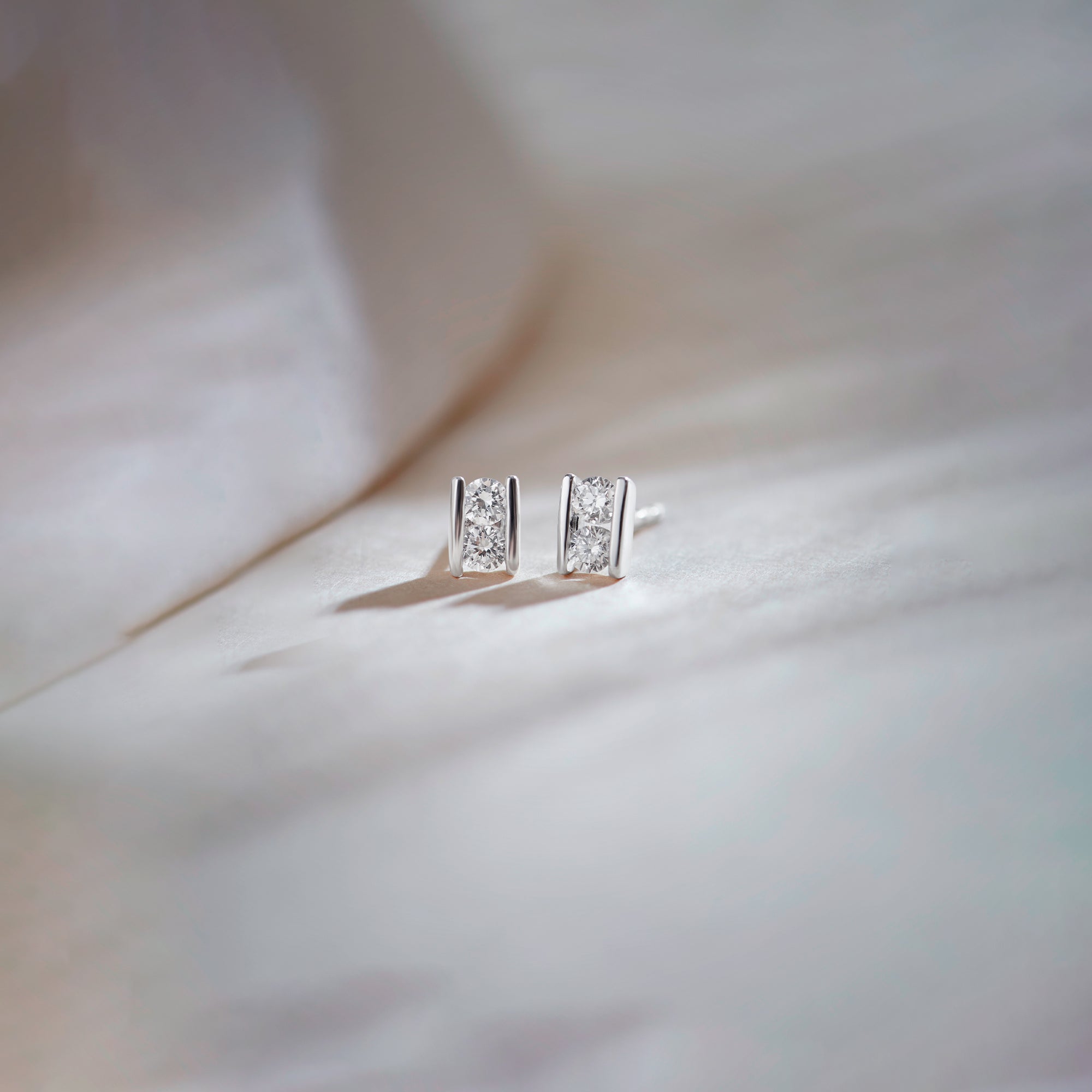 Petite Square Diamond Earrings, 14K Solid Gold, 1/5 ct Lab Grown Diamond-1