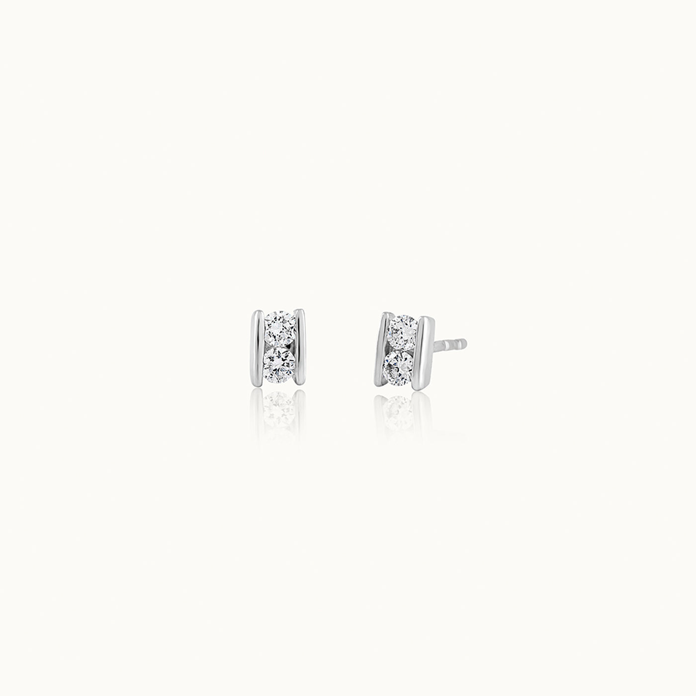 Petite Square Diamond Earrings, Sterling Silver, 1/5 ct Lab Grown Diamond-3