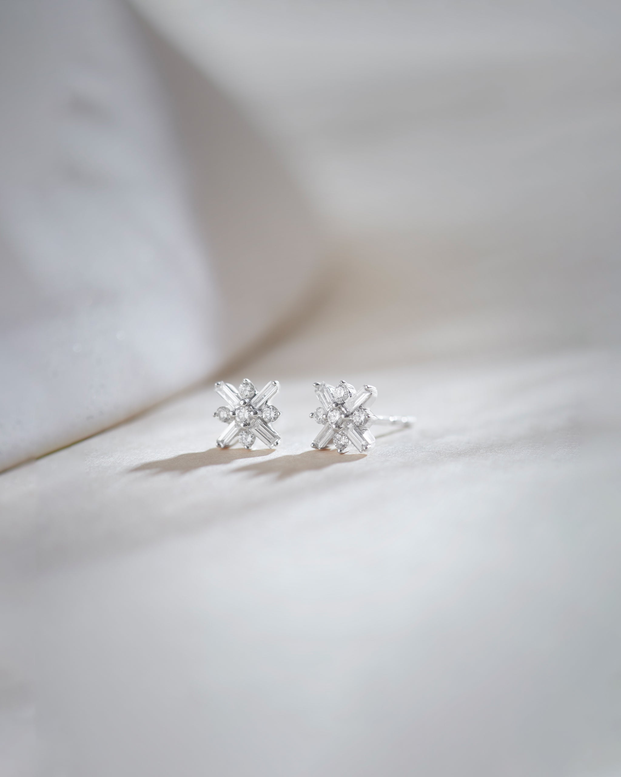 North Star Baguette Diamond Earrings, Sterling Silver, 1/4 ct Lab Grown Diamond-6