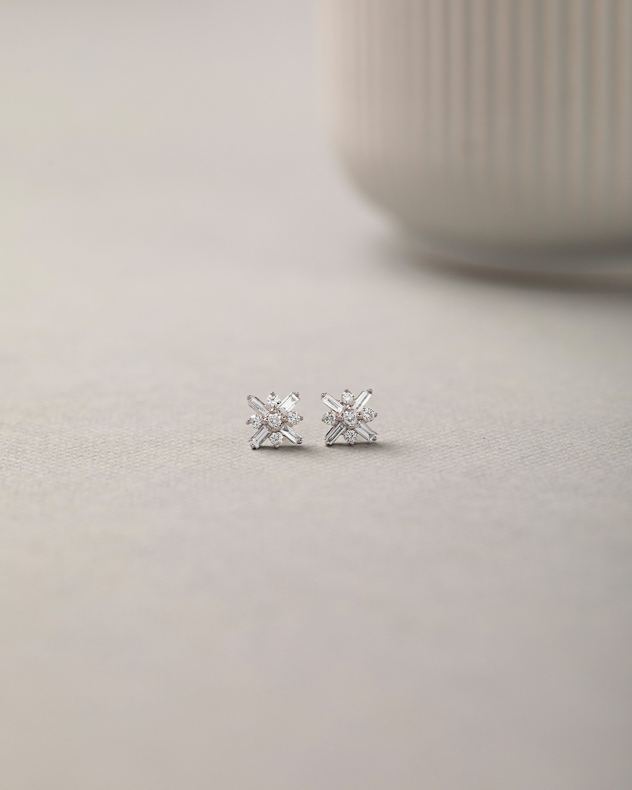 North Star Baguette Diamond Earrings, Sterling Silver, 1/4 ct Lab Grown Diamond-5