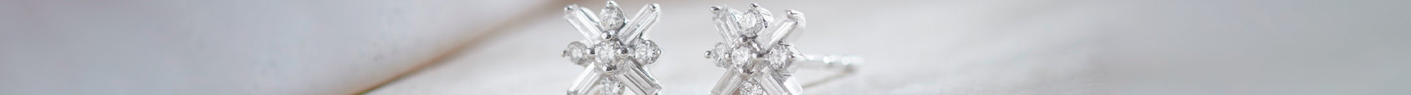 North Star Baguette Diamond Earrings, Sterling Silver, 1/4 ct Lab Grown Diamond-1