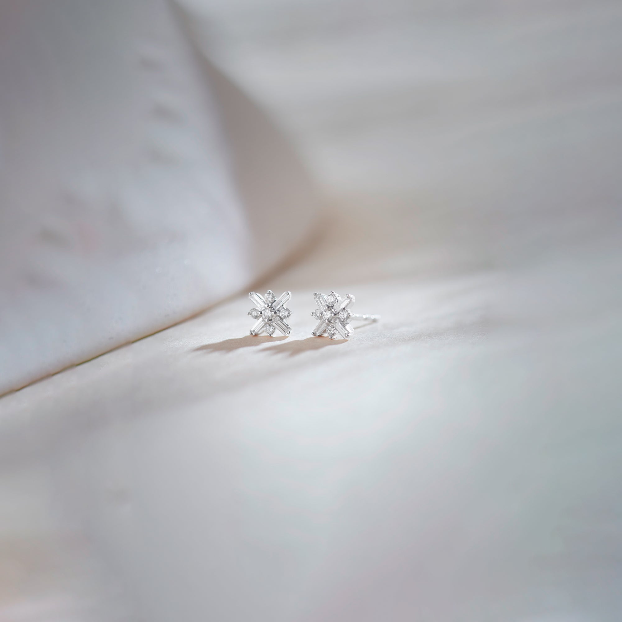 North Star Baguette Diamond Earrings, Sterling Silver, 1/4 ct Lab Grown Diamond-1
