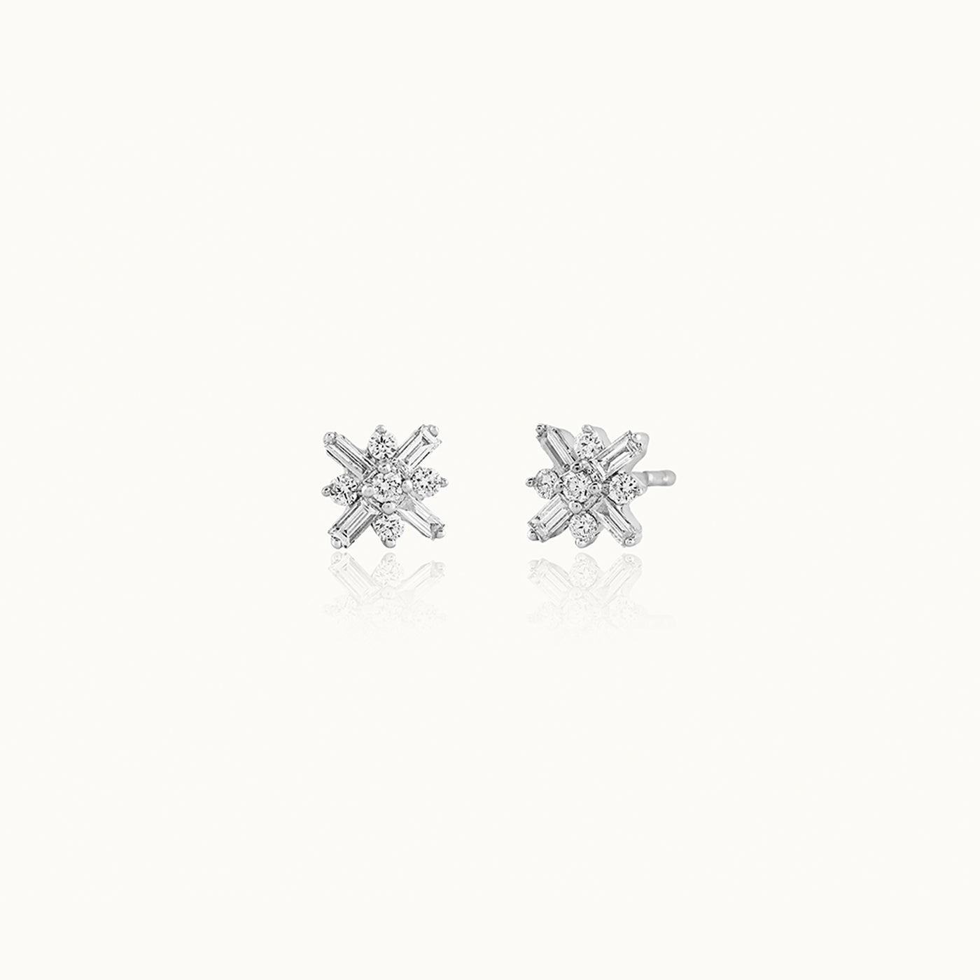 North Star Baguette Diamond Earrings, Sterling Silver, 1/4 ct Lab Grown Diamond-3