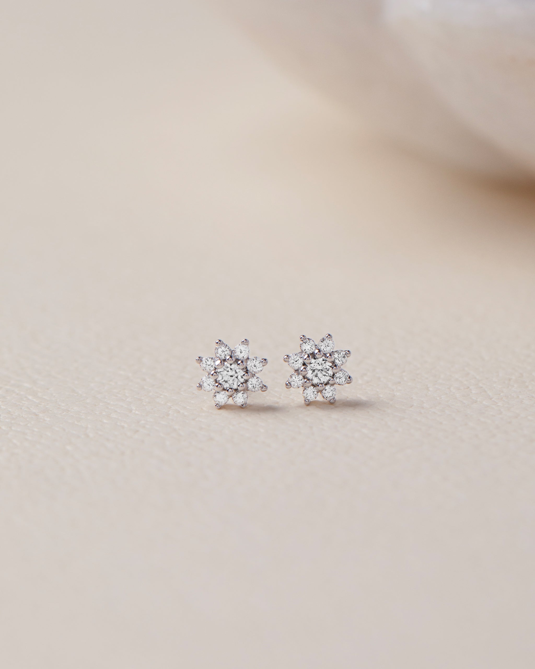 Floral Small Round Diamond Earrings