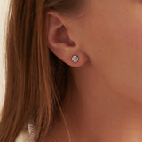 Floral Small Round Diamond Earrings, 14K Solid Gold, 1/3 ct Lab Grown Diamond-2