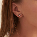 Floral Small Round Diamond Earrings, Sterling Silver, 1/3 ct Lab Grown Diamond-2