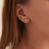 Floral Small Round Diamond Earrings, Sterling Silver, 1/3 ct Lab Grown Diamond-2