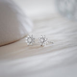 Floral Small Round Diamond Earrings, 14K Solid Gold, 1/3 ct Lab Grown Diamond-5