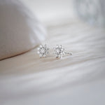 Floral Small Round Diamond Earrings, Sterling Silver, 1/3 ct Lab Grown Diamond-1