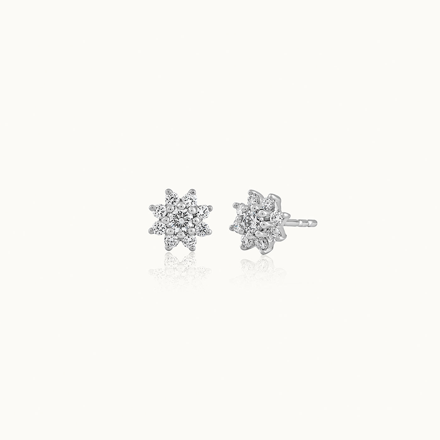 Floral Small Round Diamond Earrings, 14K Solid Gold, 1/3 ct Lab Grown Diamond-3