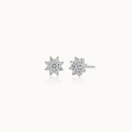 Floral Small Round Diamond Earrings, Sterling Silver, 1/3 ct Lab Grown Diamond-3