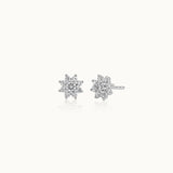 Floral Small Round Diamond Earrings, Sterling Silver, 1/3 ct Lab Grown Diamond-3