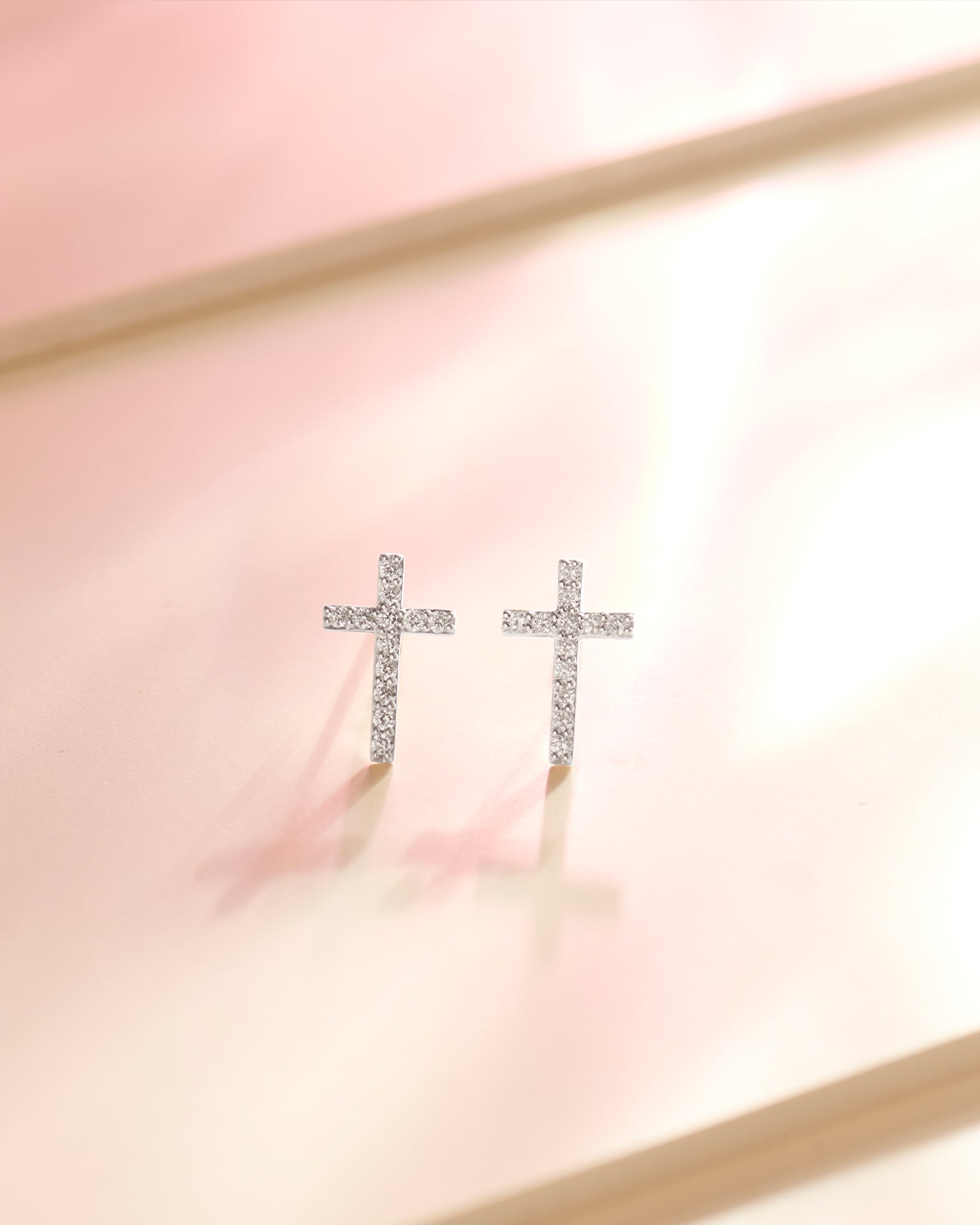 Cross Diamond Earrings, Sterling Silver, 1/5 ct Lab Grown Diamond-6