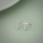 Cross Diamond Earrings, 14K Solid Gold, 1/5 ct Lab Grown Diamond-5