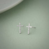 Cross Diamond Earrings, 14K Solid Gold, 1/5 ct Lab Grown Diamond-5