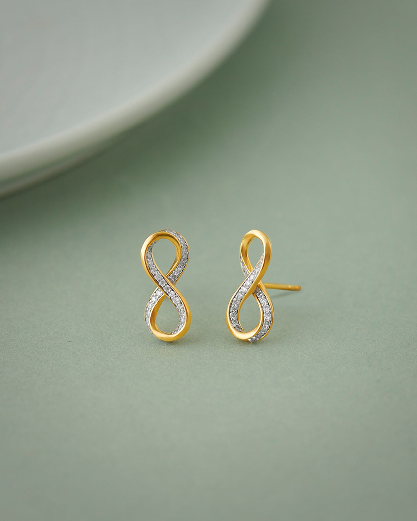 Infinity Diamond Earrings, 14K Gold Vermeil, 1/4 ct Lab Grown Diamond-5