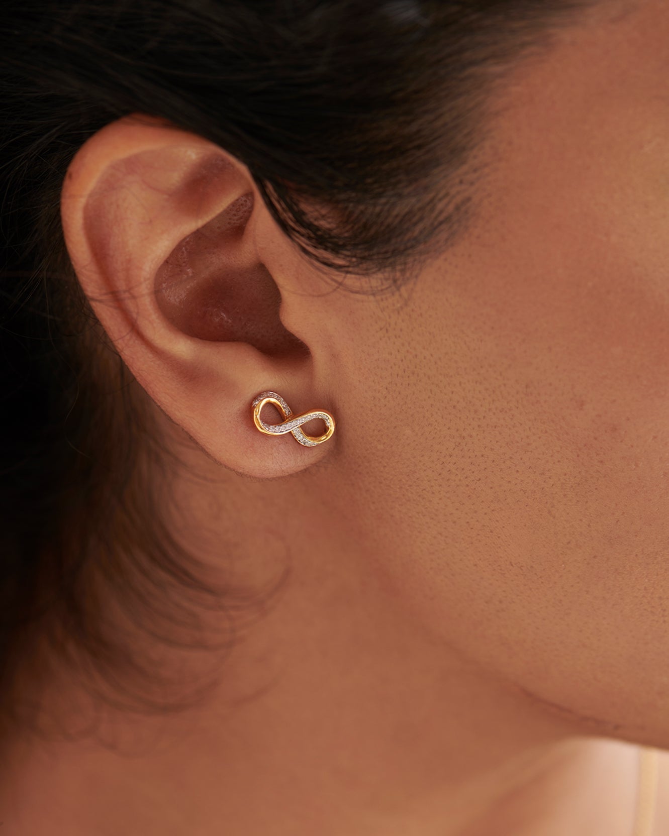 Infinity Diamond Earrings, 14K Solid Gold, 1/4 ct Lab Grown Diamond-4