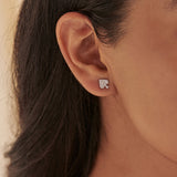 Spade Diamond Earrings, Sterling Silver, 1/3 ct Lab Grown Diamond-4