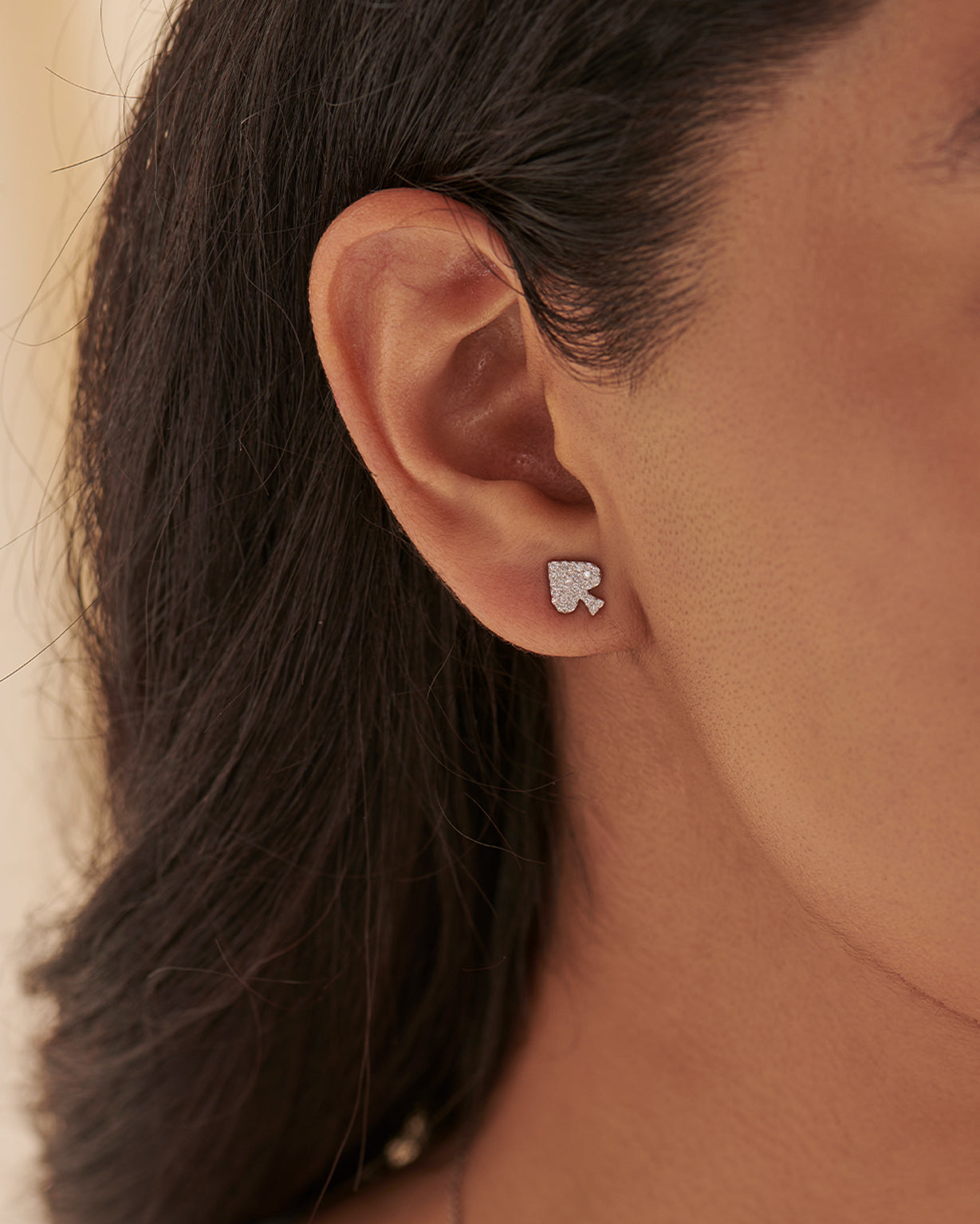 Spade Diamond Earrings, 14K Solid Gold, 1/3 ct Lab Grown Diamond-4
