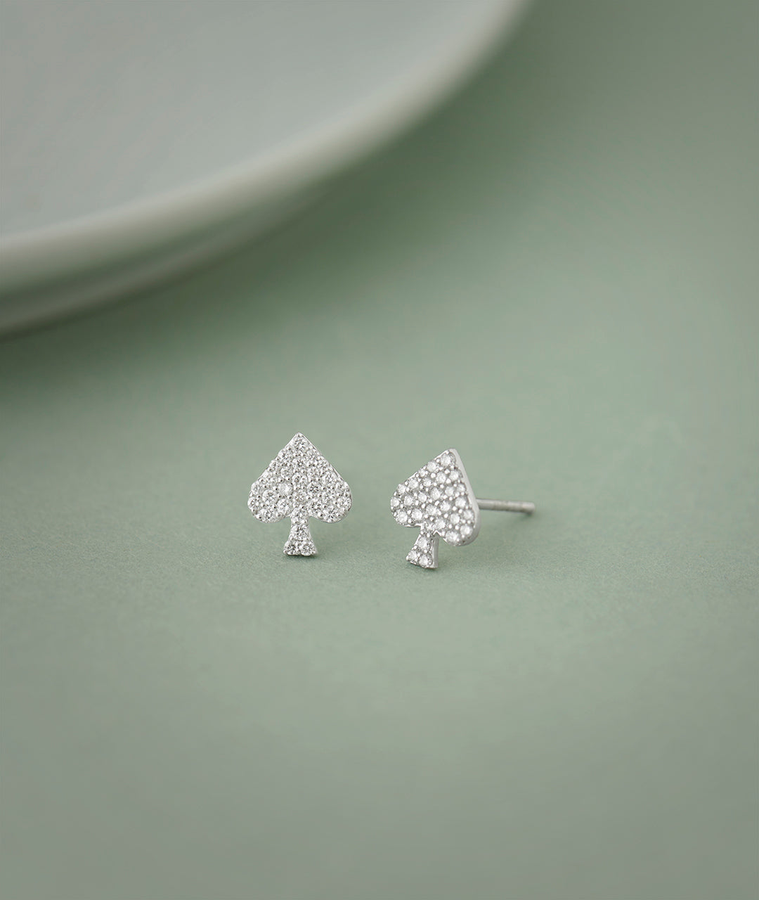 Spade Diamond Earrings, Sterling Silver, 1/3 ct Lab Grown Diamond-5