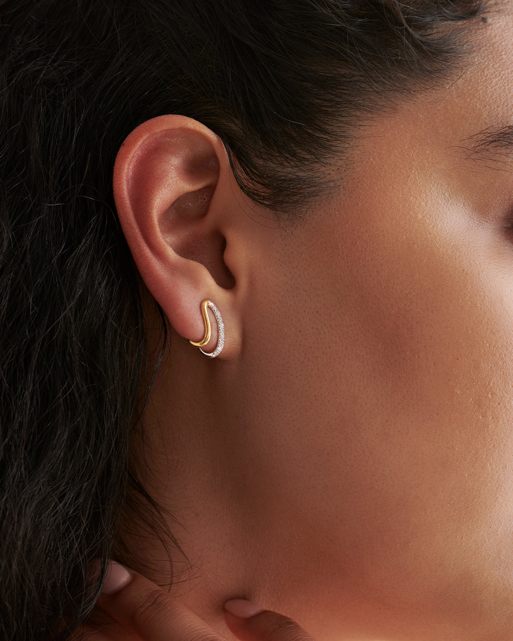 Folded Diamond Earrings, 14K Solid Gold, 1/4 ct Lab Grown Diamond-2