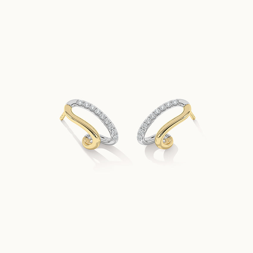 Folded Diamond Earrings, 14K Solid Gold, 1/4 ct Lab Grown Diamond-3