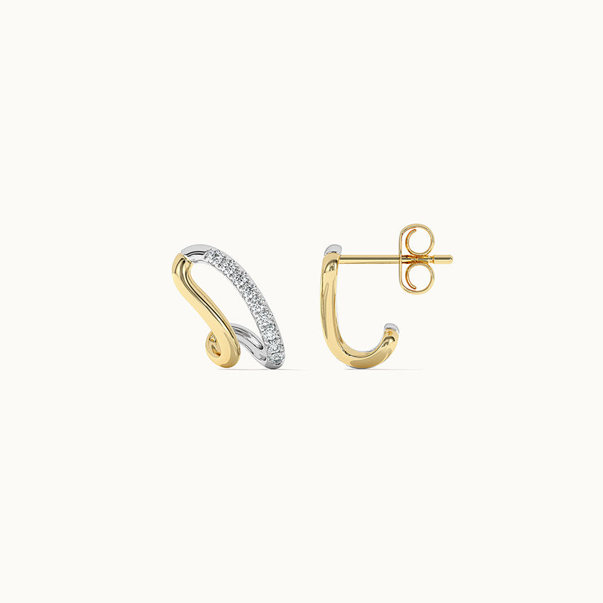 Folded Diamond Earrings, 14K Gold Vermeil, 1/4 ct Lab Grown Diamond-6