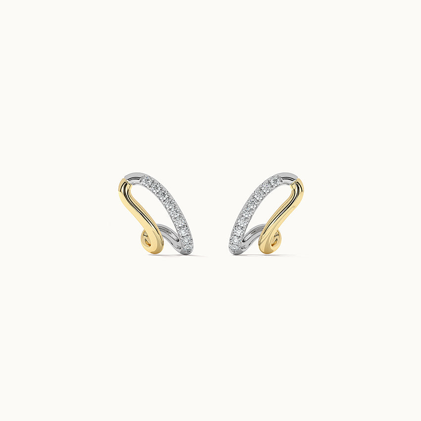 Folded Diamond Earrings, 14K Solid Gold, 1/4 ct Lab Grown Diamond-5