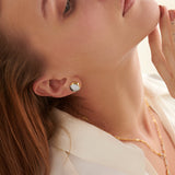 Large Two-Tone Earrings, 14K Gold Vermeil, 3/4 ct Lab Grown Diamond-2