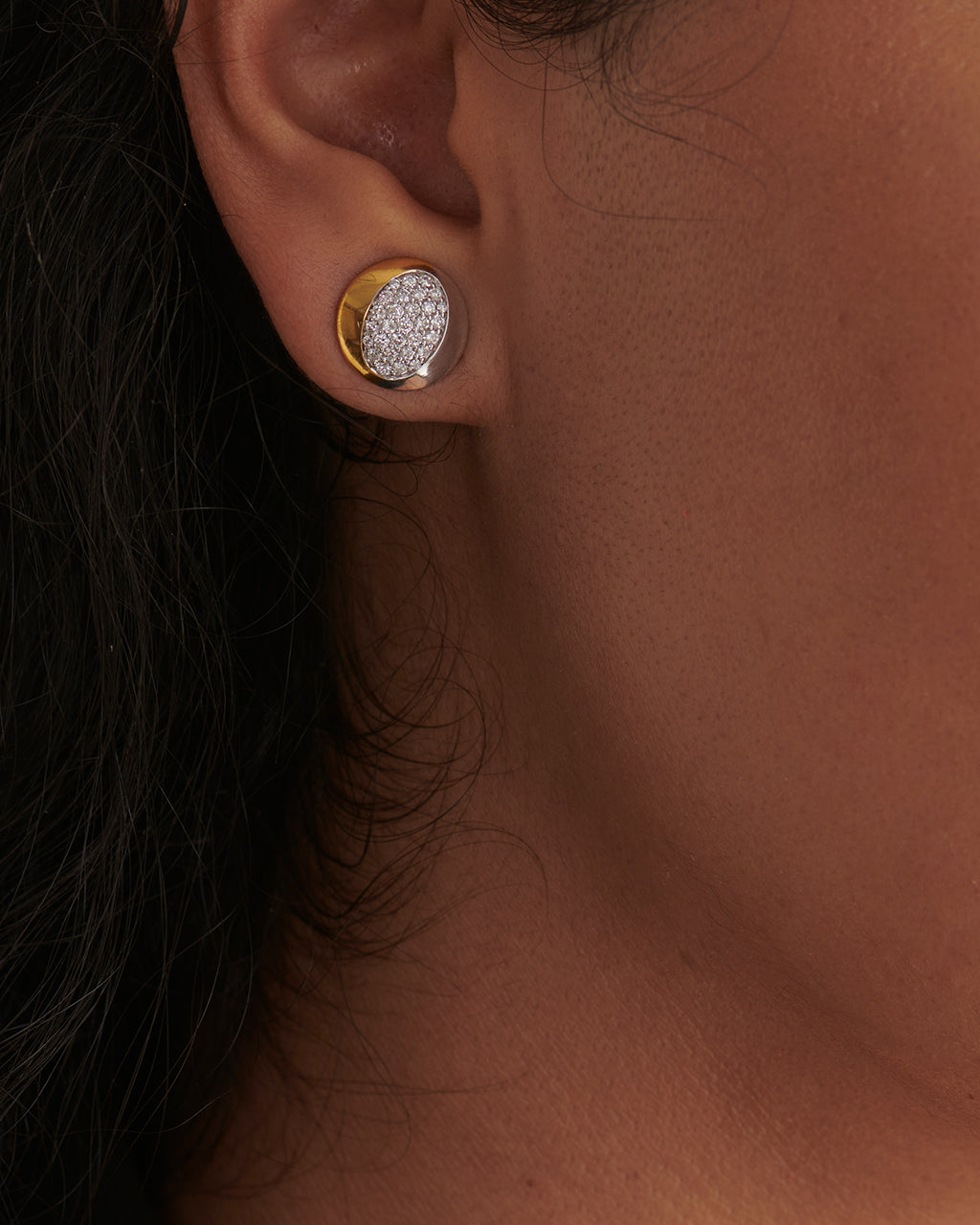 Large Two-Tone Earrings, 14K Solid Gold, 3/4 ct Lab Grown Diamond-5