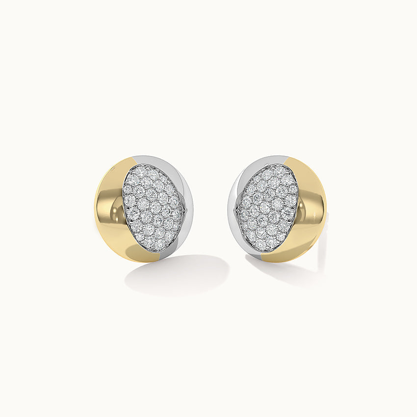 Large Two-Tone Earrings, 14K Solid Gold, 3/4 ct Lab Grown Diamond-3