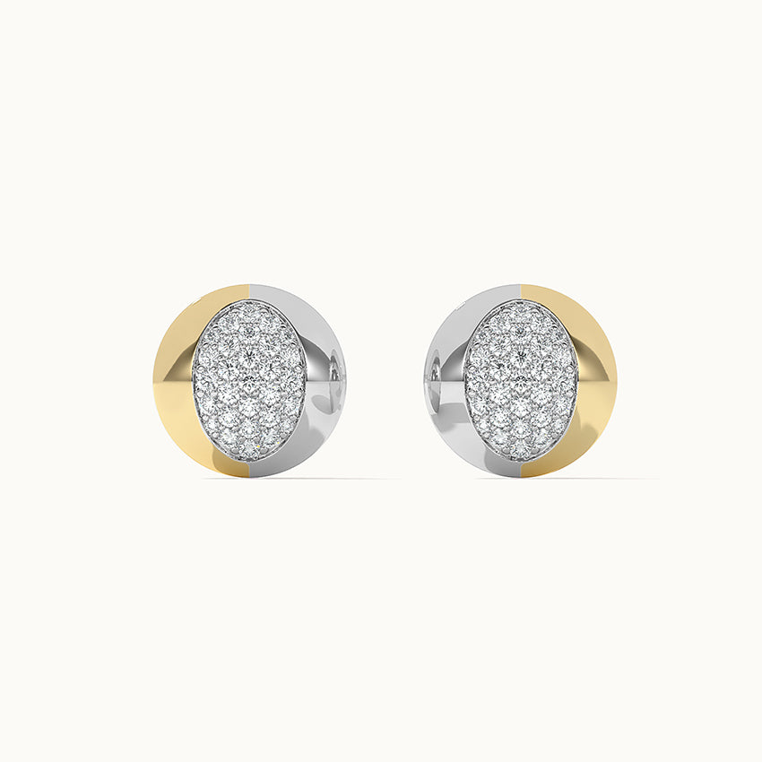 Large Two-Tone Earrings, 14K Solid Gold, 3/4 ct Lab Grown Diamond-7