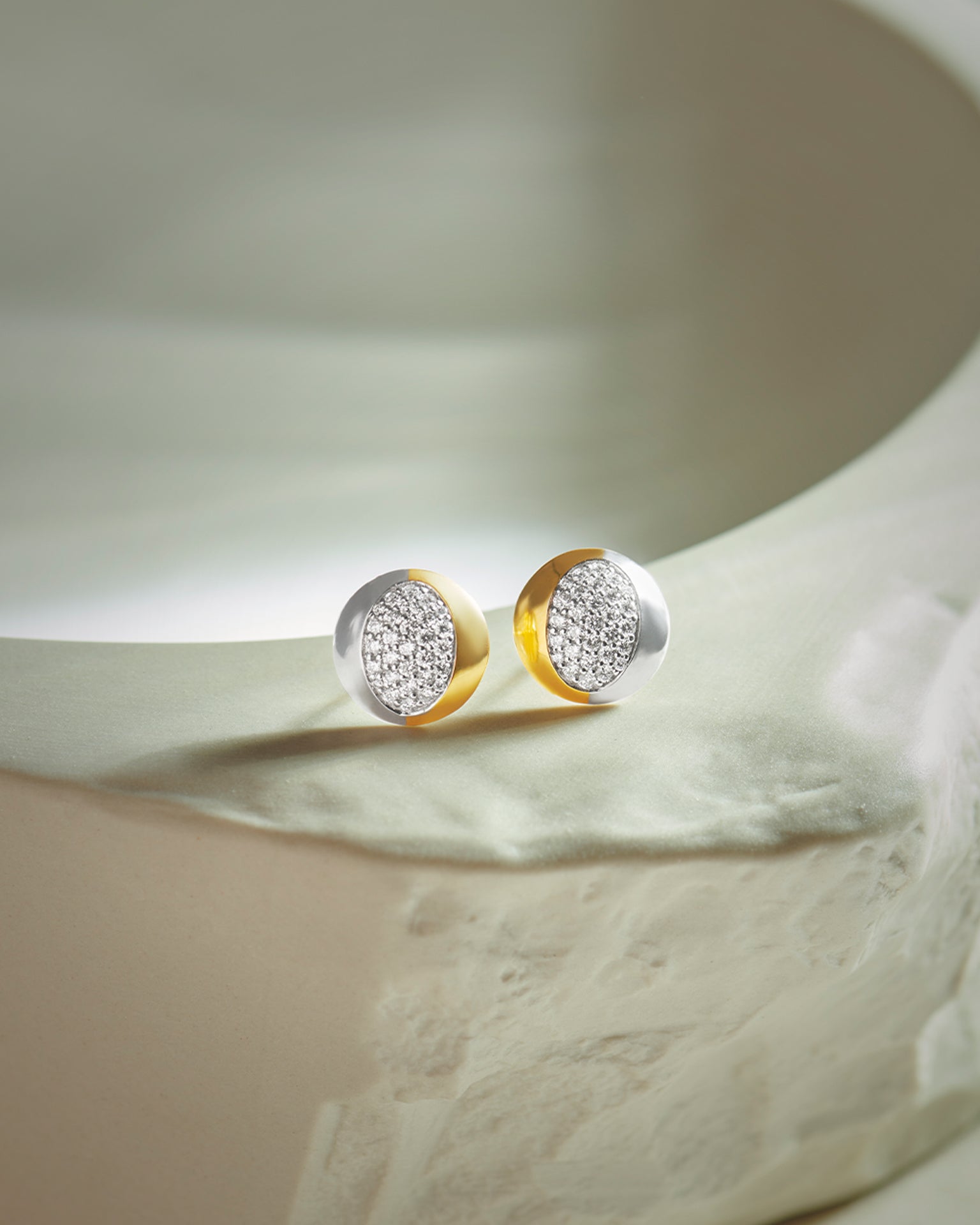 Large Two-Tone Earrings, 14K Gold Vermeil, 3/4 ct Lab Grown Diamond-8