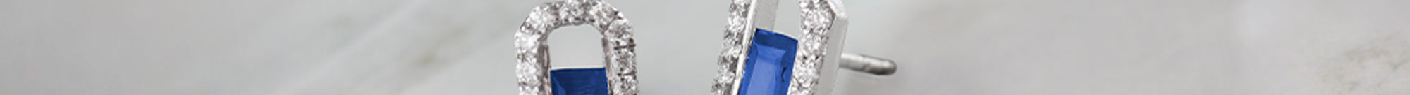 Created Sapphire Paperclip Studs, Sterling Silver, 1/3 ct Lab Grown Diamond-1