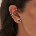 Created Sapphire Paperclip Studs, 14K Solid Gold, 1/3 ct Lab Grown Diamond-2