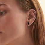 Created Sapphire Paperclip Studs, 14K Solid Gold, 1/3 ct Lab Grown Diamond-4