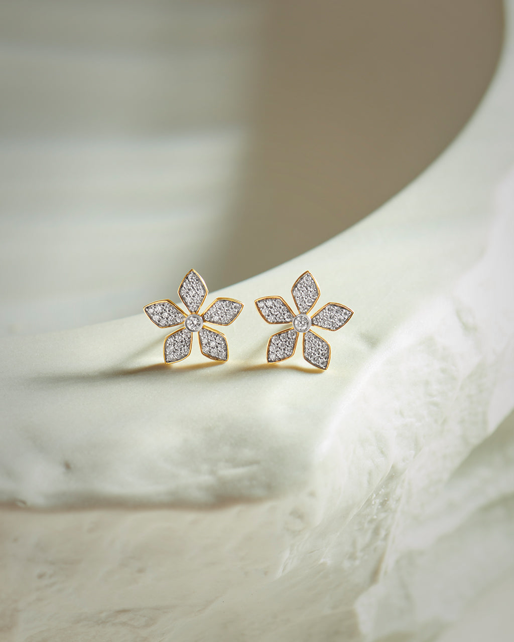 Floral Diamond Earrings, 14K Gold Vermeil, 3/8 ct Lab Grown Diamond-6