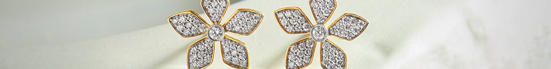 Floral Diamond Earrings, 14K Solid Gold, 3/8 ct Lab Grown Diamond-1