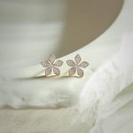 Floral Diamond Earrings, 14K Solid Gold, 3/8 ct Lab Grown Diamond-1